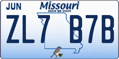 MO license plate ZL7B7B
