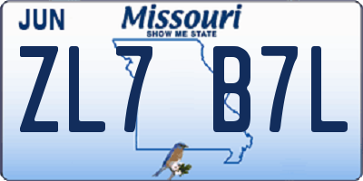 MO license plate ZL7B7L