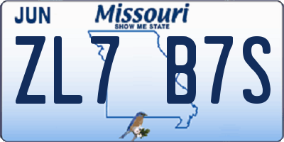 MO license plate ZL7B7S