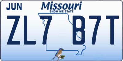 MO license plate ZL7B7T
