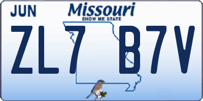 MO license plate ZL7B7V