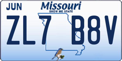 MO license plate ZL7B8V