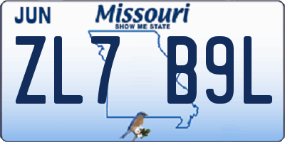 MO license plate ZL7B9L