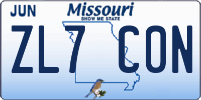 MO license plate ZL7C0N