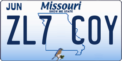 MO license plate ZL7C0Y
