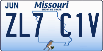 MO license plate ZL7C1V