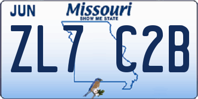 MO license plate ZL7C2B