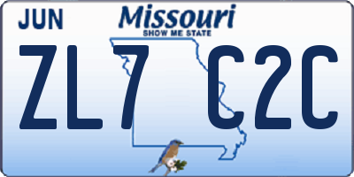 MO license plate ZL7C2C