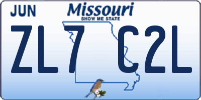 MO license plate ZL7C2L