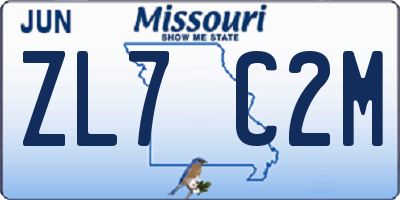 MO license plate ZL7C2M