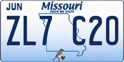 MO license plate ZL7C2O