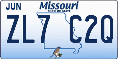 MO license plate ZL7C2Q