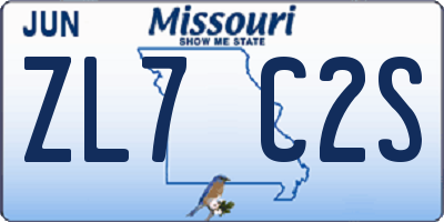 MO license plate ZL7C2S