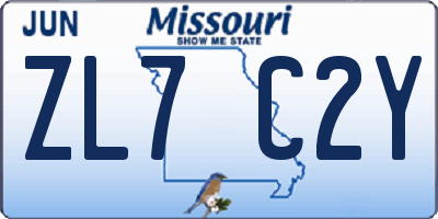 MO license plate ZL7C2Y