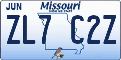 MO license plate ZL7C2Z