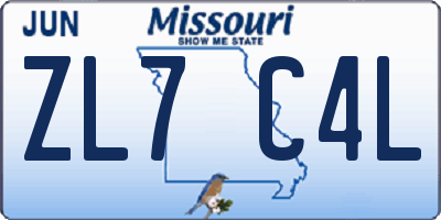 MO license plate ZL7C4L