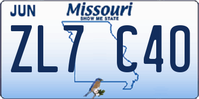 MO license plate ZL7C4O