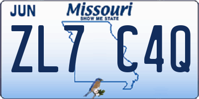 MO license plate ZL7C4Q