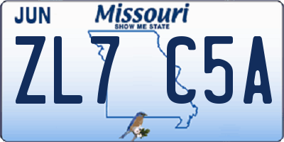 MO license plate ZL7C5A