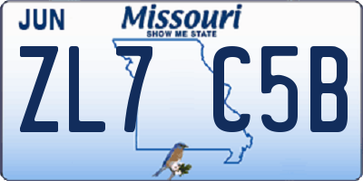 MO license plate ZL7C5B