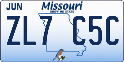 MO license plate ZL7C5C
