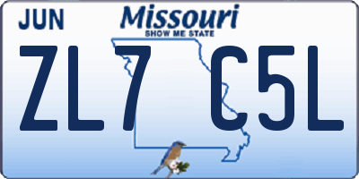 MO license plate ZL7C5L