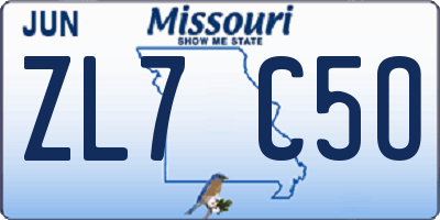 MO license plate ZL7C5O