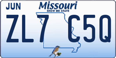 MO license plate ZL7C5Q