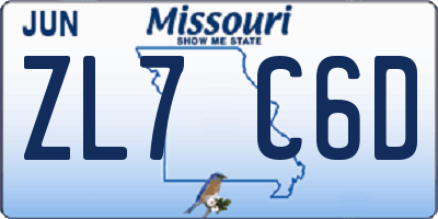 MO license plate ZL7C6D