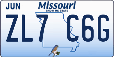 MO license plate ZL7C6G