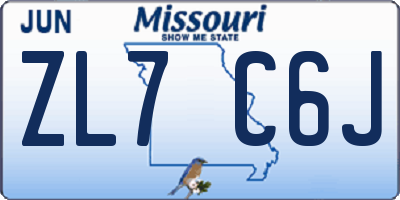 MO license plate ZL7C6J