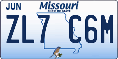 MO license plate ZL7C6M