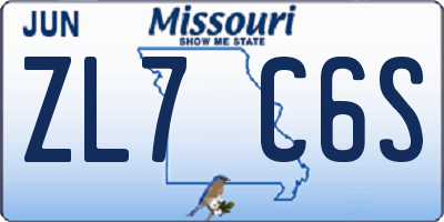 MO license plate ZL7C6S
