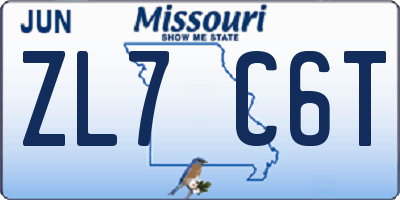 MO license plate ZL7C6T