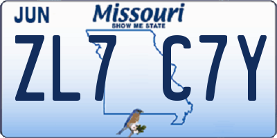 MO license plate ZL7C7Y