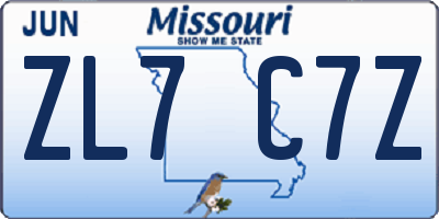 MO license plate ZL7C7Z