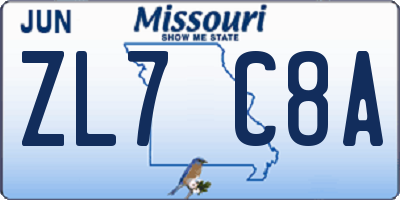 MO license plate ZL7C8A