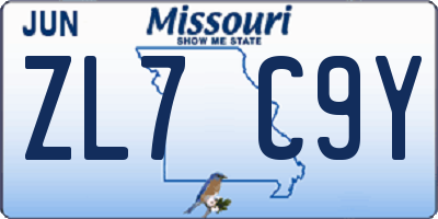 MO license plate ZL7C9Y