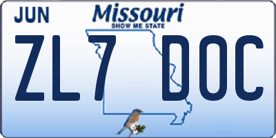 MO license plate ZL7D0C