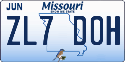 MO license plate ZL7D0H