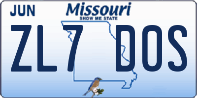 MO license plate ZL7D0S