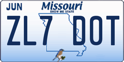 MO license plate ZL7D0T