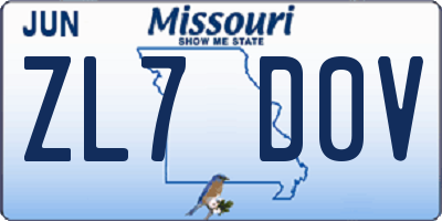 MO license plate ZL7D0V