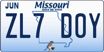 MO license plate ZL7D0Y