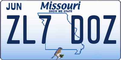 MO license plate ZL7D0Z