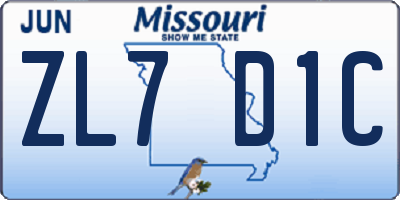 MO license plate ZL7D1C