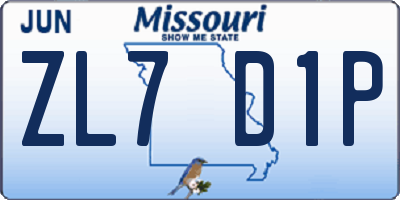 MO license plate ZL7D1P