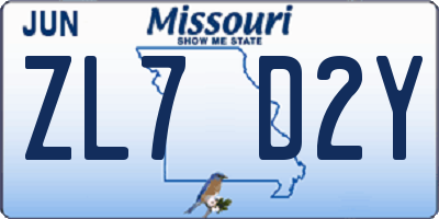 MO license plate ZL7D2Y