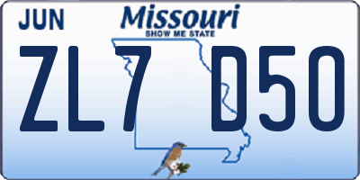 MO license plate ZL7D5O