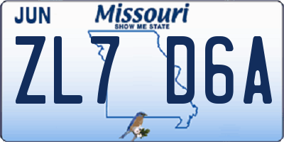MO license plate ZL7D6A